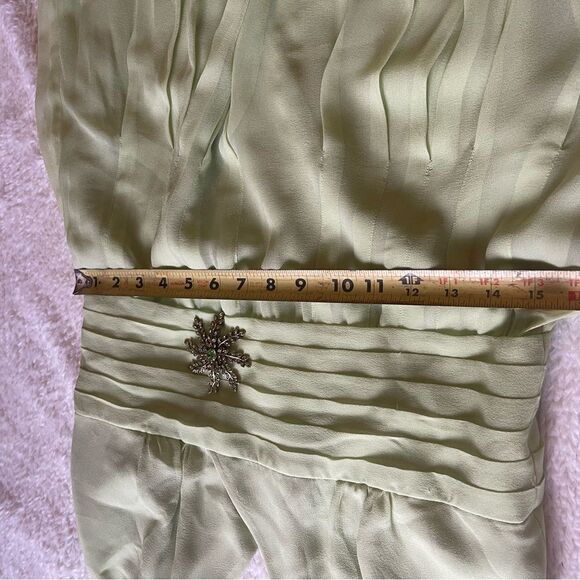 NWT Maggy London 100% Silk Light Green Halter Backless Dress Size 12 - Picture 7 of 9